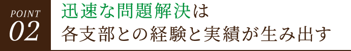 POINT02 迅速な問題解決は各支部との経験と実績が生み出す